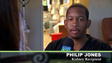 Philip Jones mid interview after kidney transplant