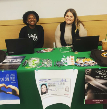 students at table