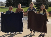 Kalamazoo HOSA chapter students created comfort blankets for donor families. 