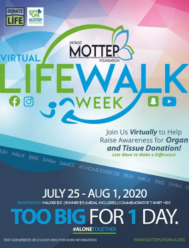 23rd Annual LIFE Walk/Run goes virtual - Gift of Life Michigan