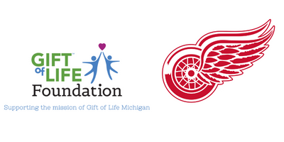 Gift of Life Foundation and Red Wings logos