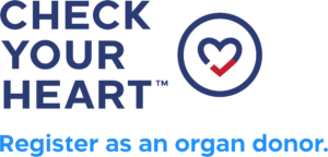 Check Your Heart logo, register as an organ donor