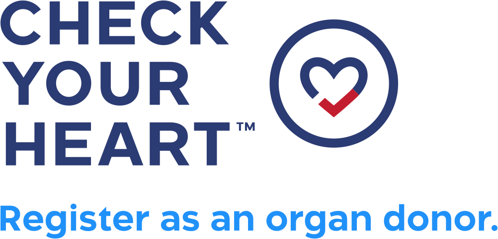 Check Your Heart logo, register as an organ donor