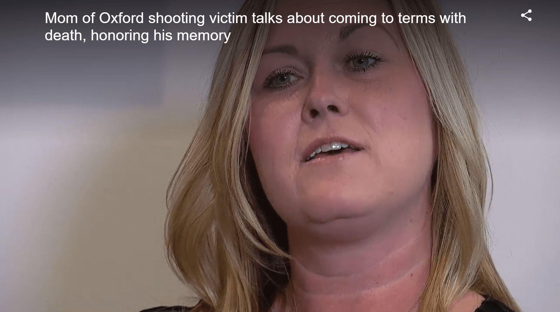 Screen capture of Jill Soave, mother of Justin Shilling who was killed at the Oxford High School shooting last year, talking about his gifts of life to others