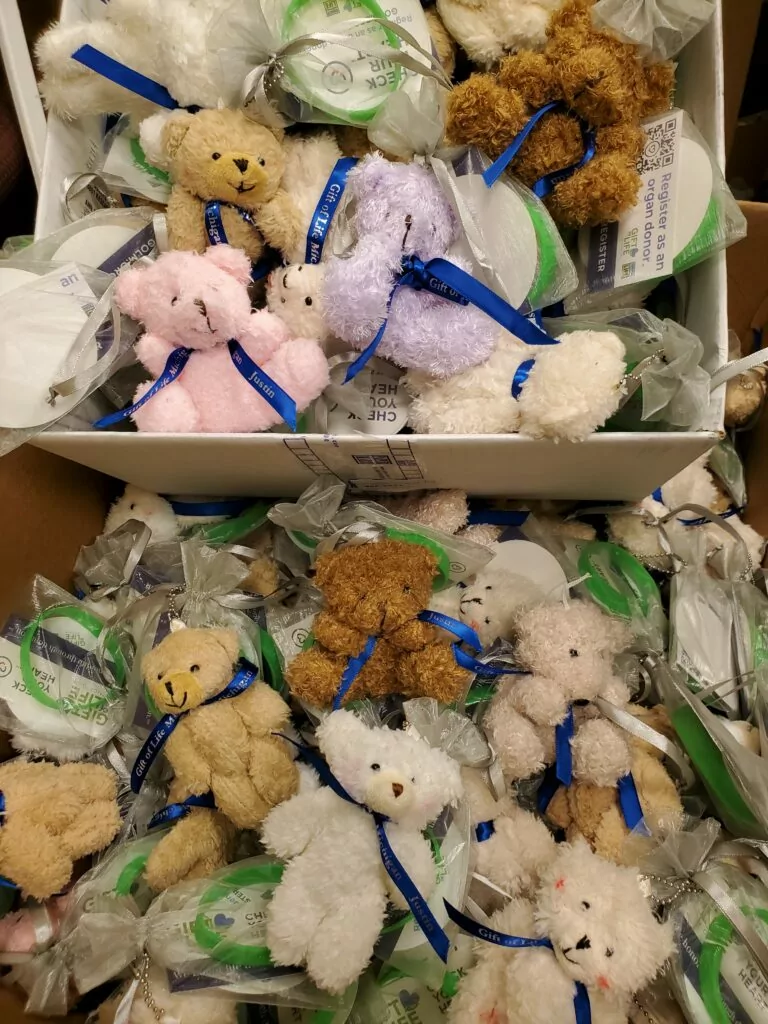 Boxes of teddy bears