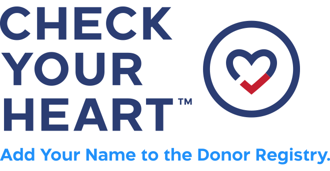 Check Your Heart logo with tag: add your name to the Donor Registry