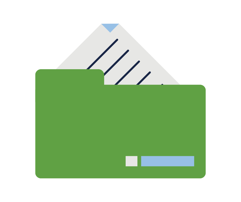 Icon of a folder with a document sticking out
