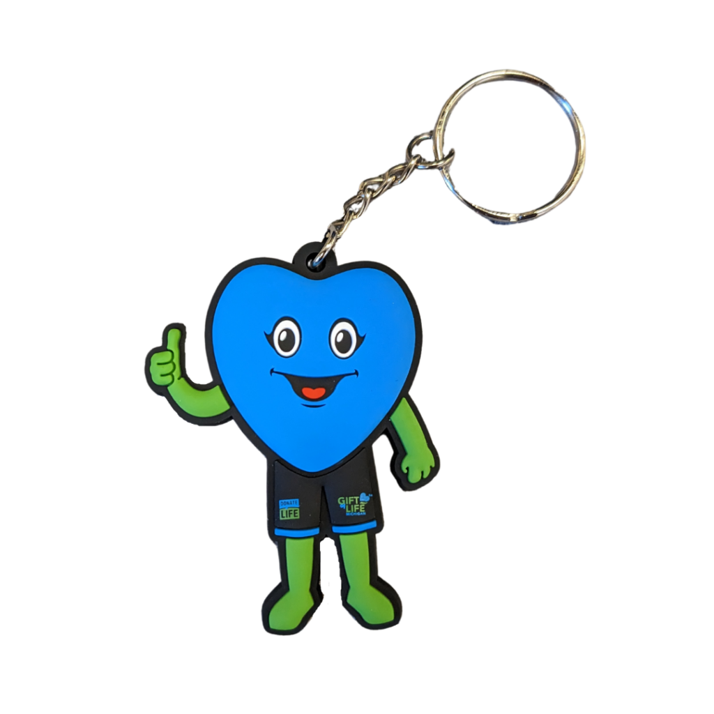 Gift of Life's mascot, Hartley, on a keychain