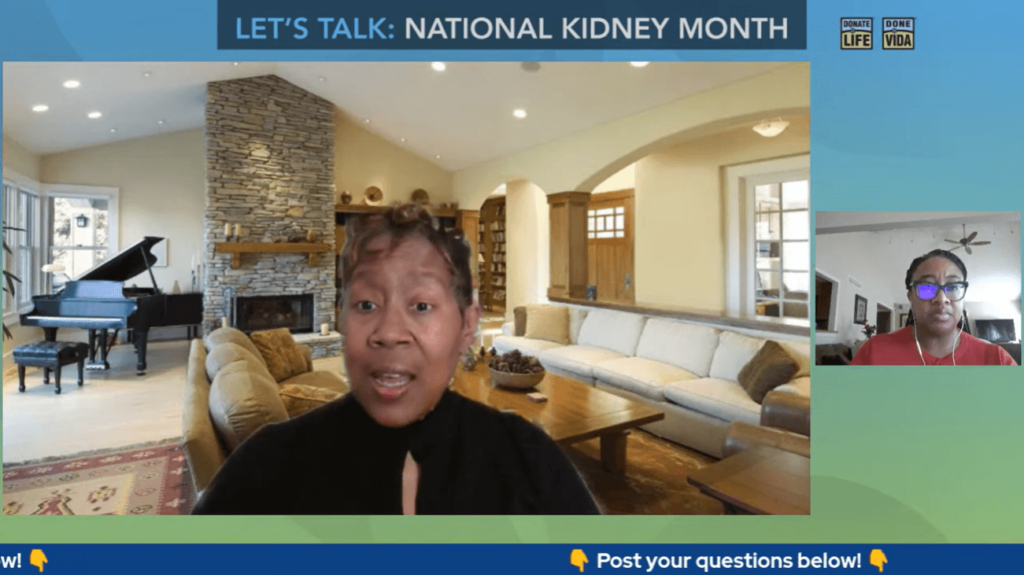 Let's Talk: Kidney Month screen shot of livestream conversation