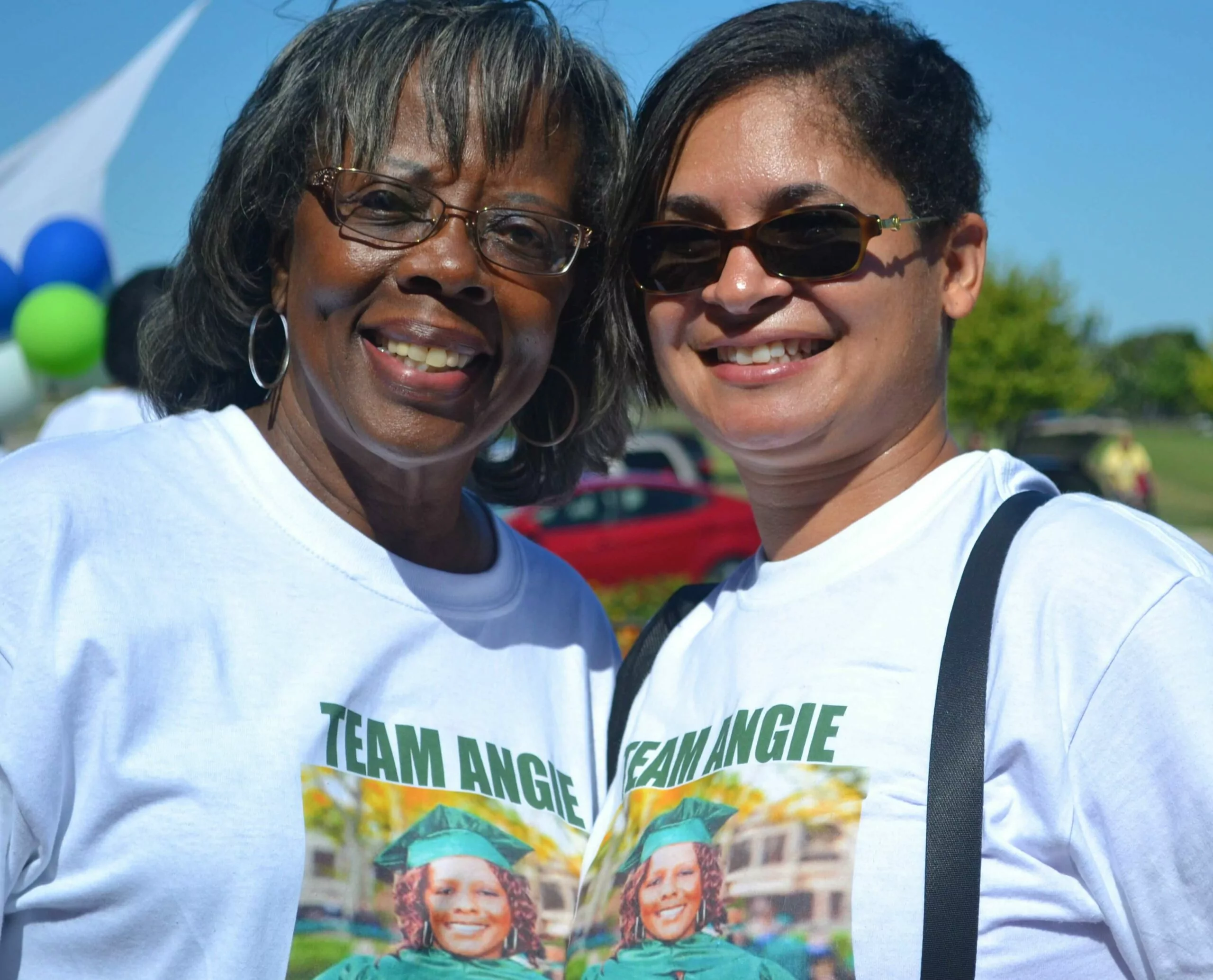 Donor mom Artelia Griggs and a friend sporting their Team Angie t-shirts at LIFE Walk/Run