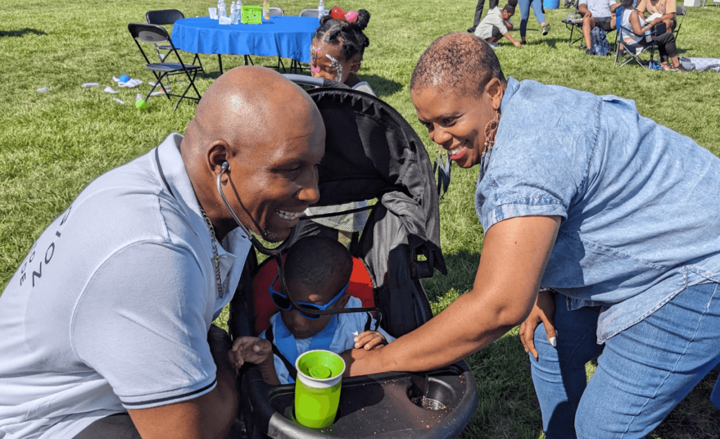 Benjamin McClendon's parents listen to his transplanted heart beat at LIFEWalk 2023