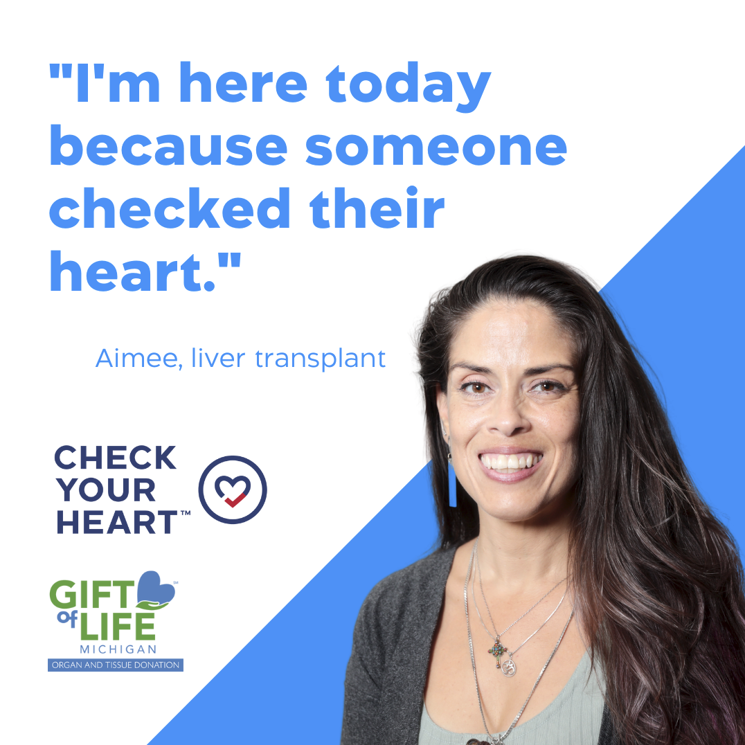 Check Your Heart graphic featuring Aimee Cruz saying "I'm here today because someone checked their heart."