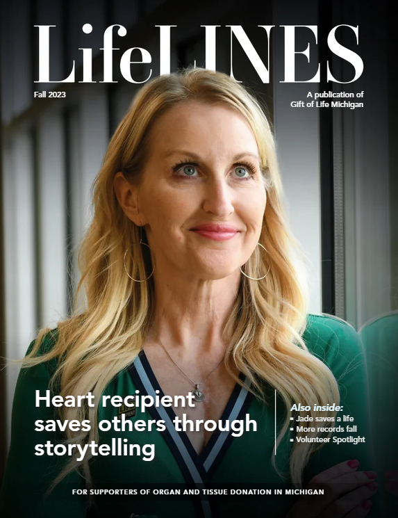 Cover of LifeLINES digital magazine featuring Rachel Kuntzsch, heart transplant recipient