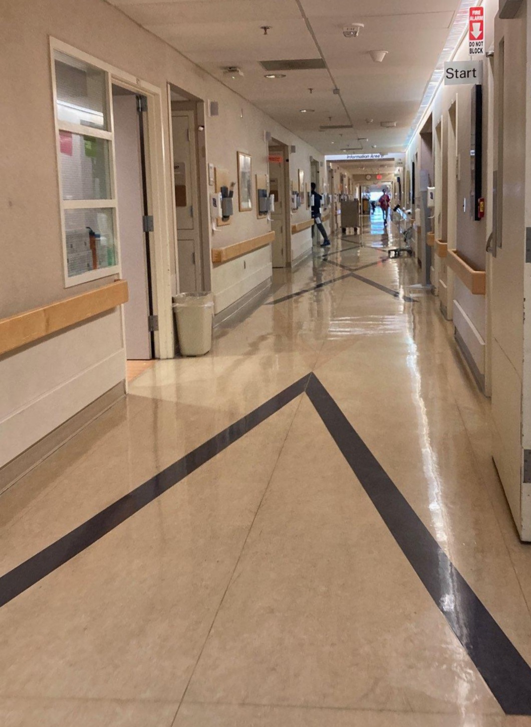 An empty hospital hallway