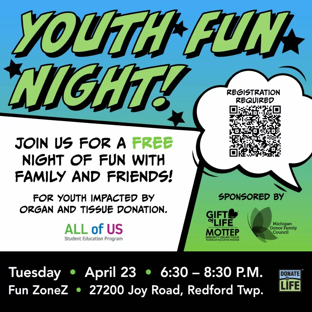 Youth Fun Night flyer, in a graphic novel design