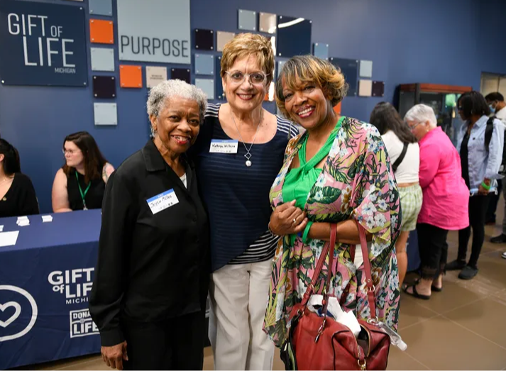 Three volunteers at Gift of Life's Check Your Heart Open House in August 2024