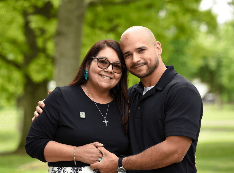 Dain Mendoza with his mom, Carla Bussell