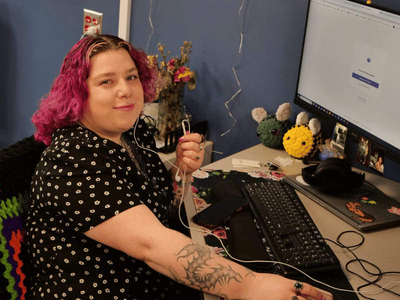 Brandy Barnes at her desk