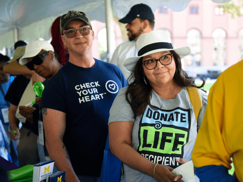 Carla Bussell, pictured here with her husband at the Check Your Heart Capitol Rally, received a double lung transplant.