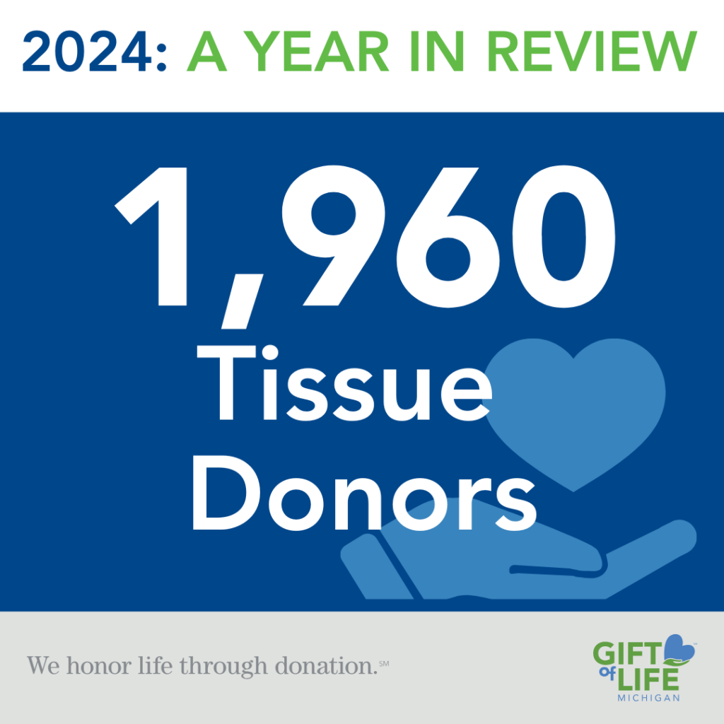 Gift of Life Michigan helped 1,960 tissue donors give their final gifts in 2024.