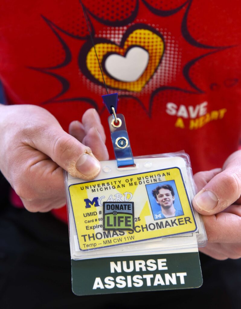His time as a nurse assistant at Mott helping pediatric heart patients is a full-circle experience for Tommy.