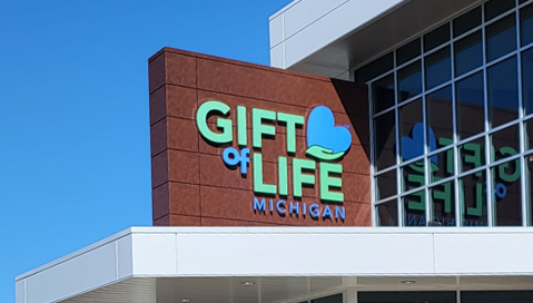 Gift of Life logo on its building