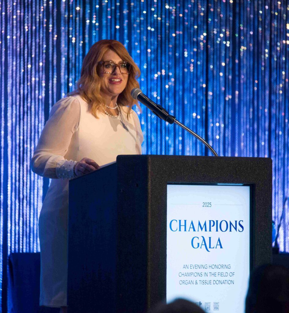 Dorrie Dils at the podium during the 2025 Champions Gala