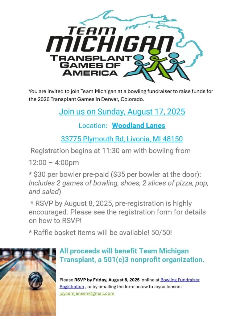 Team Michigan bowling flyer, details in Event text